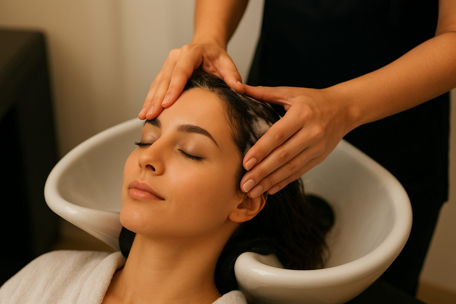 Découvrez les bienfaits du massage crânien : détente, circulation, pousse et beauté des cheveux chez A More Beauty Salon.