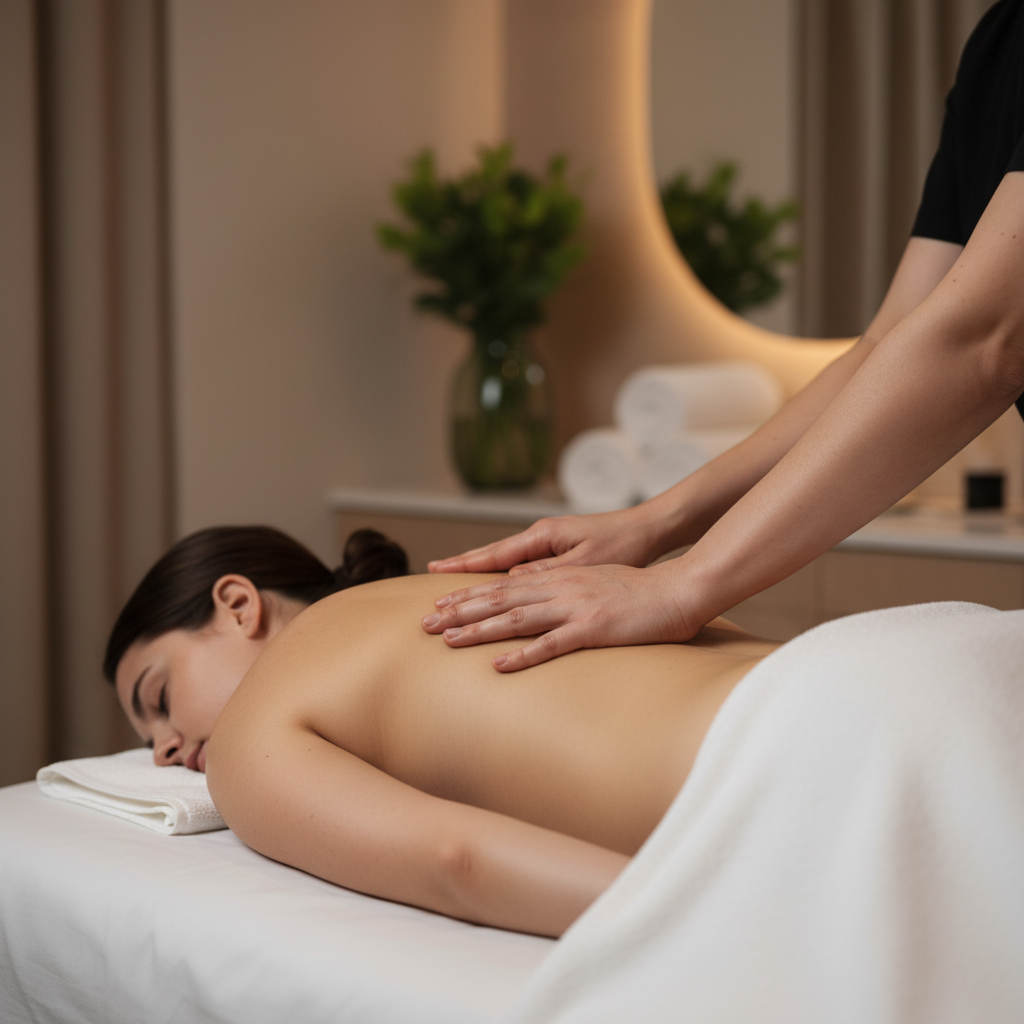 Massage deep tissue à Cannes réalisé dans un salon de massage haut de gamme pour soulager les tensions musculaires profondes